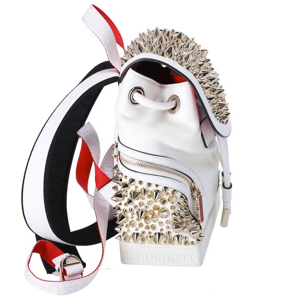 Christian Louboutin Explorafunk Small Backpack White Calfskin Gold Spikes main image 4